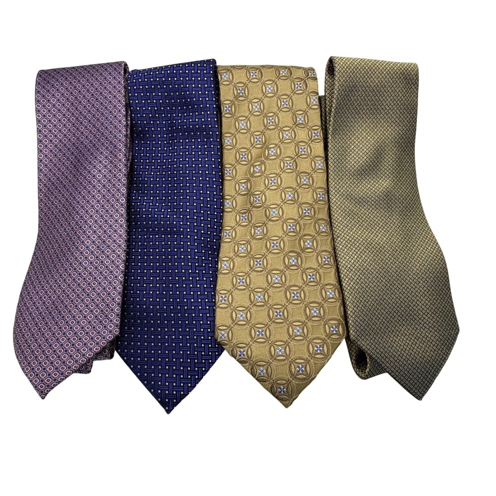 Tasso Elba Silk Neckties Mens Multicolored Excellent Lot of 4 Geometric Floral